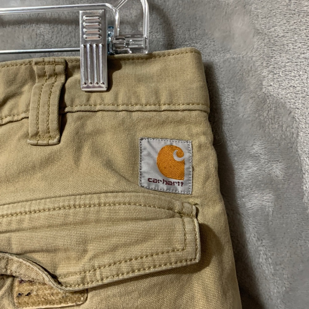 Carhartt 103574 253 Relaxed Fit Cargo Work Pants Mens 32x30 Tan Canvas Stained - Picture 10 of 15